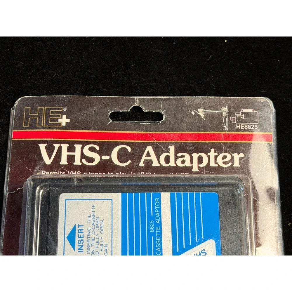 Jasco HE+ VHS-C Adapter Cassette: for VHS VCR Playback HE8625, NEW Sealed